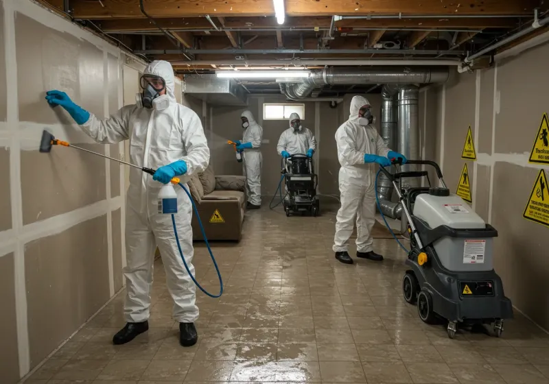 Basement Moisture Removal and Structural Drying process in El Reno, OK